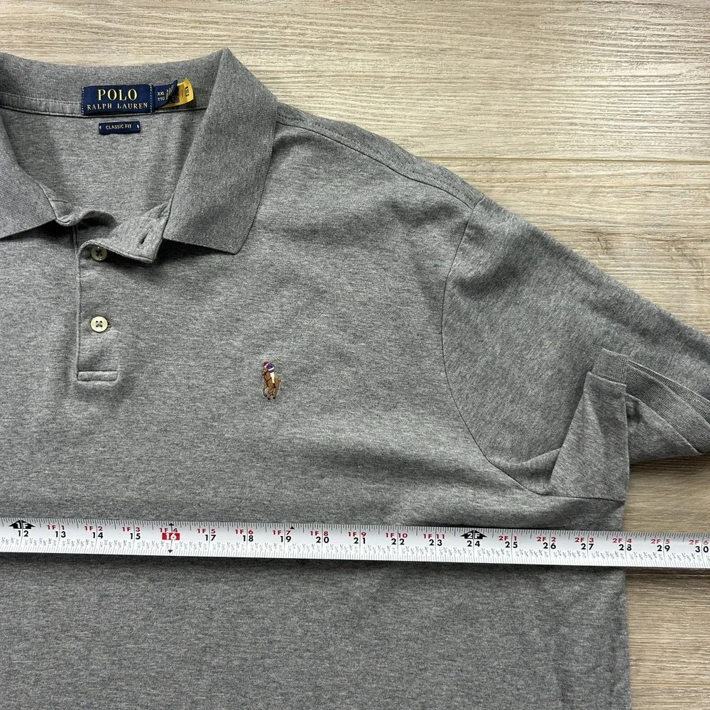 Polo Ralph Lauren Shirt XXL Gray Mens Classic Fit Short Sleeve Flesh Pony Golf